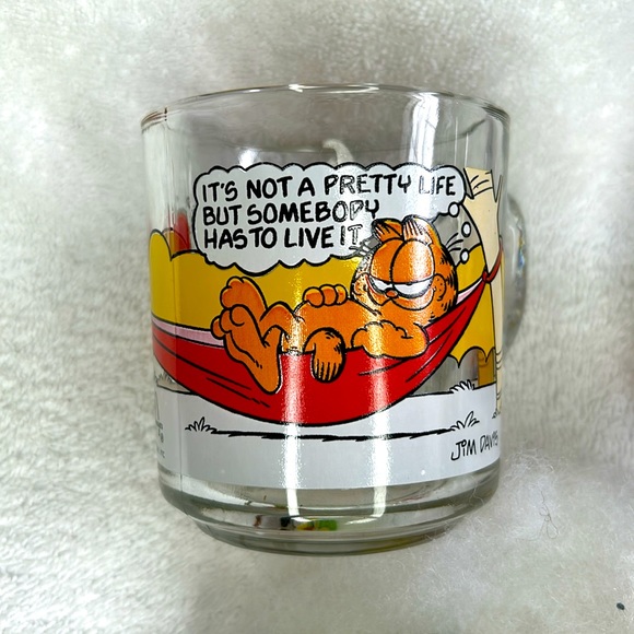 Vintage 1978 McDonald's Set of 4 Garfield/ Odie Glass Cups Mugs Jim Davis Anchor - Picture 3 of 11